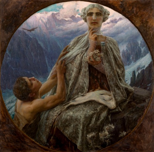 La Vetta. La regina dei ghiacci.1912. Oil on Canvas. 140 x 140 cm (55.12 x 55.12 in.) Art by Cesare 