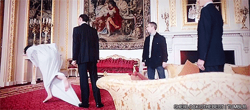 sherlockisthebest:  x  Benedict: “The other comic fall was at this point. I over-stepped