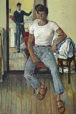 thunderstruck9:  John Minton (British, 1917-1957), Painter and Model, 1953. Oil on canvas, 181.5 x 121 cm. 