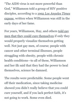 pelennorfeels:icelikevinyl-deactivated2021042:wigshewrote:wigshewrote:While it’s true that she offer some level of communal support to people with HIV/AIDS—which of course was was rare during that time—she still mislead a portion of the community