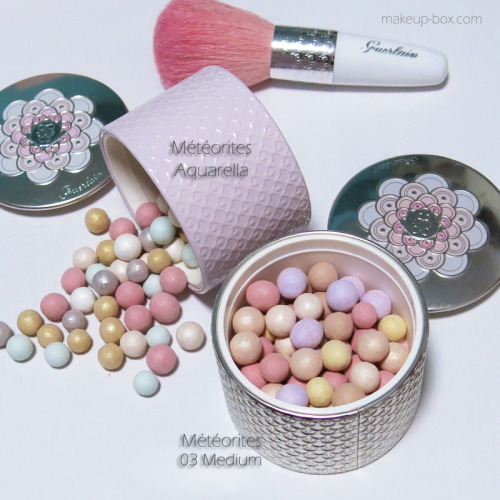 makeupbox:  Guerlain Météorites Aquarella for Summer 2014 This year, Guerlain is launching 3 key pieces for Summer. A gorgeous pink-tinned Meteorite powder called Aquarella, which contains regular rose, beige, and ivory pearls, a long with metallic