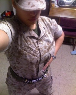 usmilitarysluts:  Marine Cpl Rivera-Ortiz shows off her huge tits in the shower.