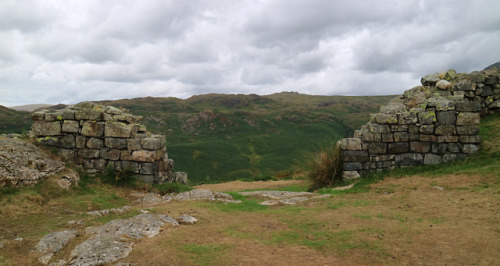 The four outer gates of Hardknott Roman Fort, Cumbria, 31.7.18.Like all typical Roman forts, the out
