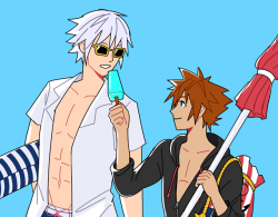 kinglets:  sora and riku in summery khux