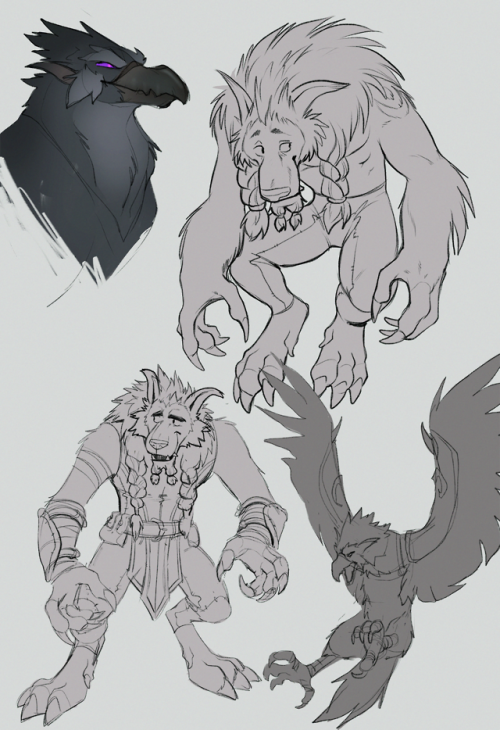 doodles of my moon-bro druid, rootmoon!