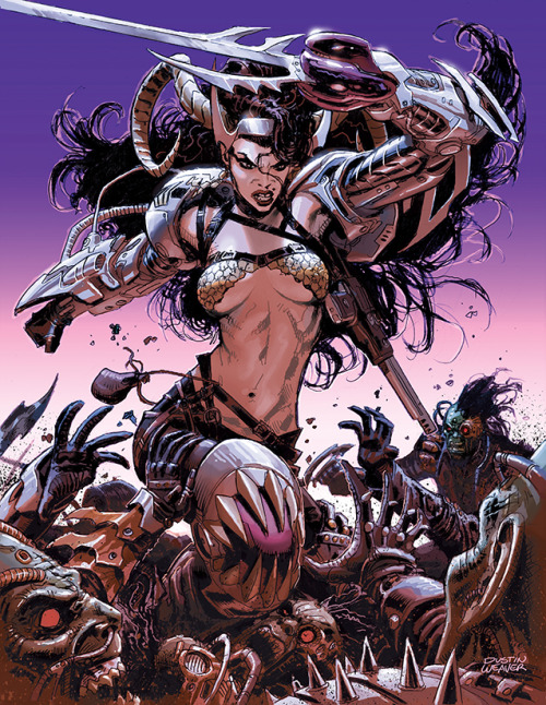 dustinweaver: I’ve payed homage to 1993′s “Darker Image” comics.    Dale Keown’s PITT   Rob Liefeld’s   BLOOD WULF   Sam Kieth’s The Maxx   Nick Manabat’s Cybernary  (Cybernary ran in the back of Deathblow. I chose to draw her instead