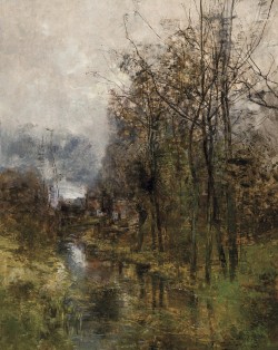 thunderstruck9:  Gustave Den Duyts (Belgian, 1850-1897), Environs de Gand [Near Ghent], 1887. Panel, 67 x 53 cm.