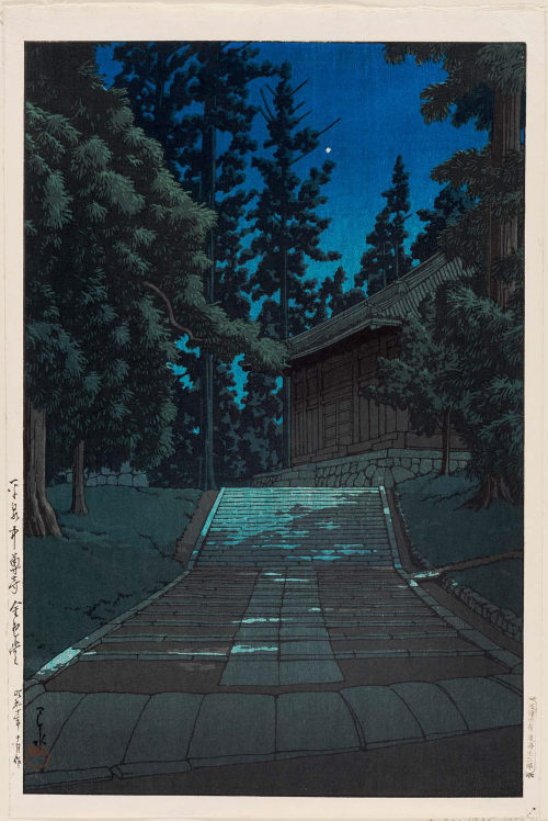 lilacsinthedooryard: Hasui Kawase  (1883-1957) The Golden Hall at Chûson-ji Temple in Hir