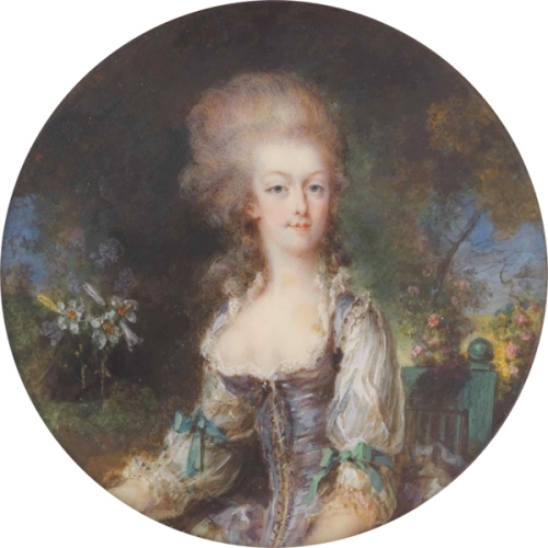 vivelareine:A miniature portrait of Marie Antoinette by Peter Adolf Hall, 18th century.