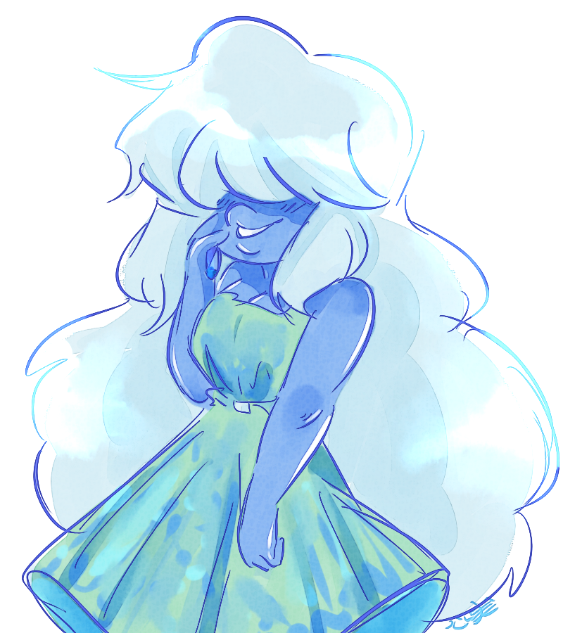 rosalina-et-luma:  Sapphire in a blue and green version of a dress I have but never