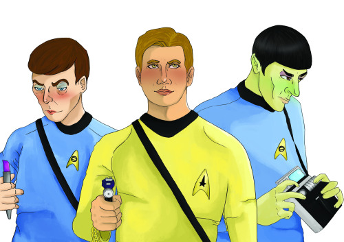 all stages of my piece for the @startrek50zine also what the heck are those colours tumblr? im 