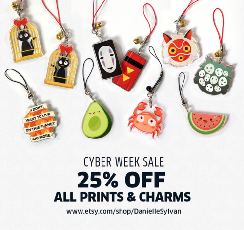 Kicking off Cyber Week on my Etsy: 25% OFF all Prints &amp; Charms! Plus, domestic orders over $