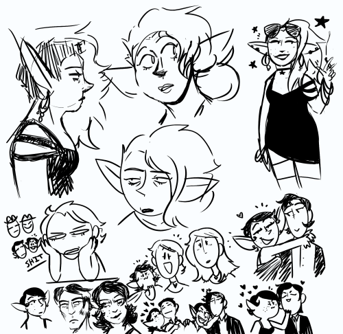 Assorted DND doodles (the christmas elf belongs to @retrotrickster ! ) 