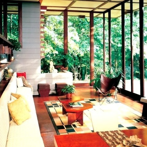 Nashville Large Sun RoomExample Of A Large 1960s Dark Wood Floor And Brown Floor Sunroom Design With