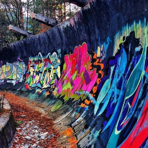 instagram:  Exploring Sarajevo’s Abandoned Olympic Park  To see more photos and videos of Sarajevo’s Olympic bobsled and luge track, explore the Olimpijski Bob Staza and Trebević location pages.  Stark against the dense forests of Trebević mountain