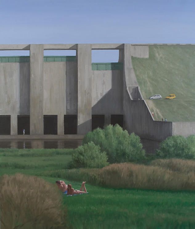   Serban Savu (Romanian, born 1978), In the Shadow of the Dam, 2008Oil on canvas,