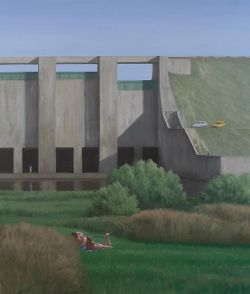   Serban Savu (Romanian, born 1978), In the Shadow of the Dam, 2008Oil on canvas, 146 x 123 cm  