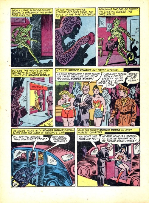 alternateworldcomics:Three pages from Wonder Woman # 6, 1943 and the first appearance of the Golden-