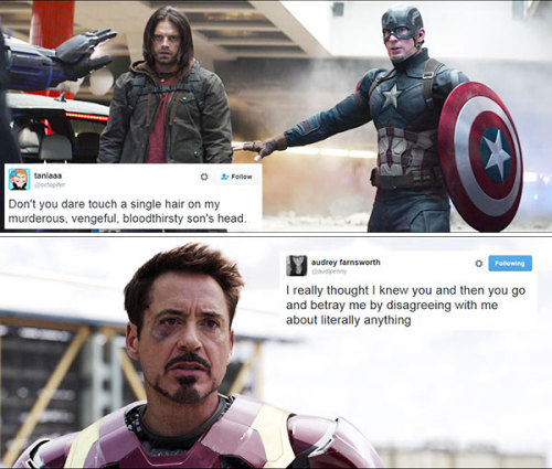 livebloggingmydescentintomadness:tweet meme special edition: captain america: civil war