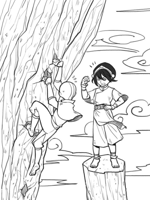 Inktober: day 27 - climbEarthbending training with Toph(Inspired by that scene where wonde