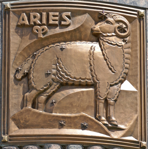 decoarchitecture:  Facade Details, Adler Planetarium, Chicago, Illinoisby Terence Faircloth Signs of the zodiac / sky. From Flickr:   Art deco bronze ornamental zodiac signs on the facade of the Adler Planetarium in Chicago, Illinois.   