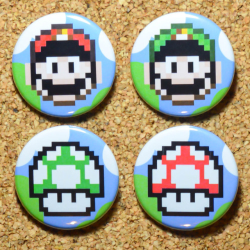 Super Mario Bros. Pixel Art Pins! Spruce up your backpack for back to school! Check them out HERE!Do