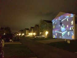 whiskey-neat:  My friend just rigged it so she and her friends could play Mario Kart on the side of a house for someone’s birthday. 