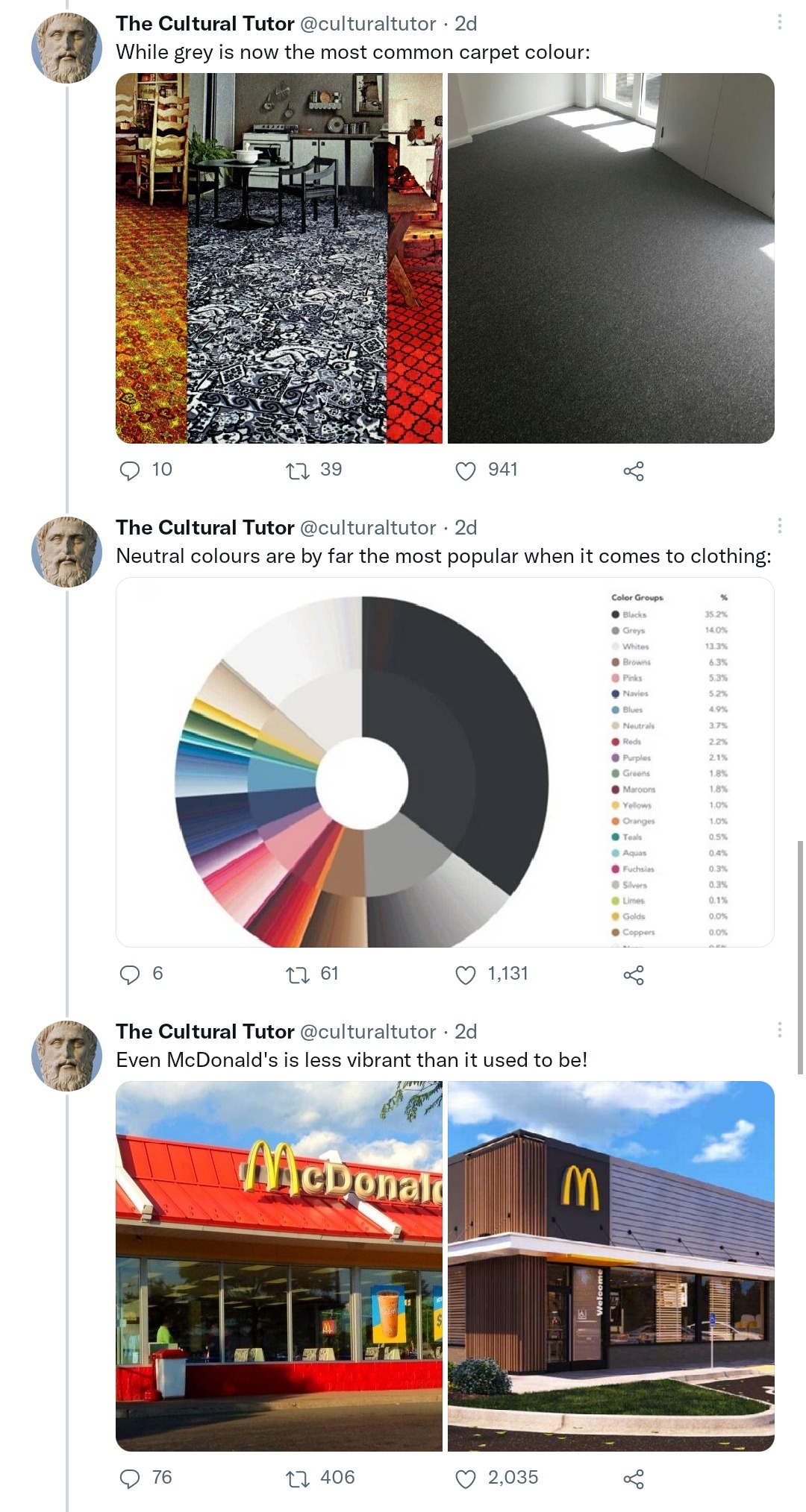 elodieunderglass:alexseanchai:jenthebug:greater-than-the-sword:macleod:The world is becoming colorless, why? source paper - tweet I’ll hazard a guess. I’ve been to art school and I learned not only color theory, but design principles and how