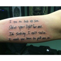 tattoos-org:  Lyrics from ‘White Light’ by The Ghost Inside | Done by Jared DaleSubmit Your Tattoo Here: Tattoos.org