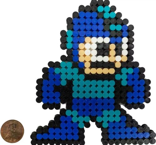 More Perler Caps! Here’s Mega Man! - #videogames #perlercaps #8bit #beadart #games #nes #nintendo #j