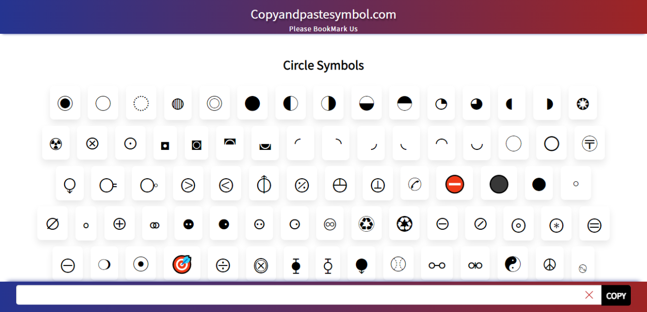 Get Circle Symbol Copy And Paste