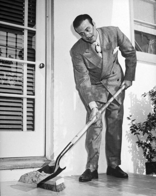 Allan Grant - Shovel-brush, used by Comedian Billy de Wolfe, is artfully designed to sweep and scoop in one simple motion, 1947.