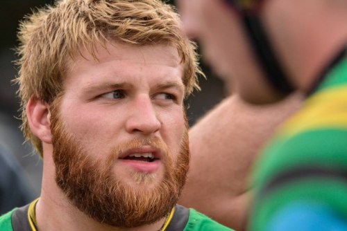 iamthegreeneyedmonster:  giantsorcowboys:  Manly Monday: Ginger Bear Nick Fraser Stands Ready To Prop Up For The Rays. The Scottish Fraser Played For Mackie RFC, And He Looks As If He Is About To Burst Through His New Kit. Sexy As Hell, Baby!  The beauty