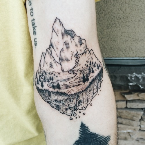 ponyreinhardt:  Mountain island with pine trees and fossils!  By Pony Reinhardt in Portland, OR.  Fo