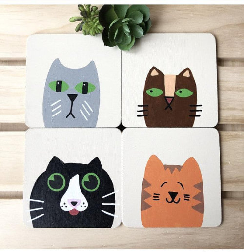 Cat Coasters // LeaJoelleHandmade