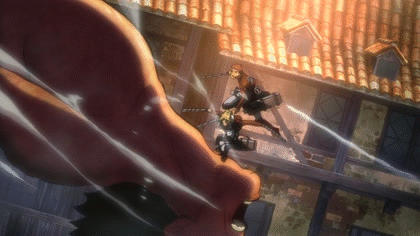 legesag:  Annie surfing on a titan on ep 13 BD version 