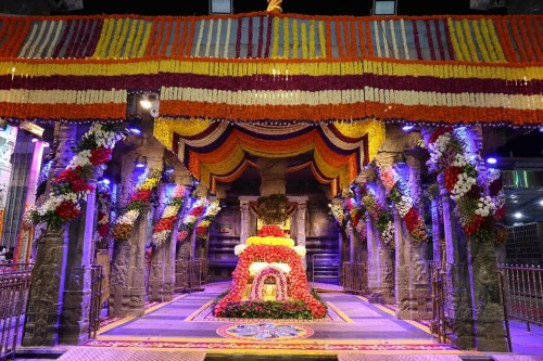 Floral decoration of the Venkateswara temple in Tirumala, Andhra Pradesh
