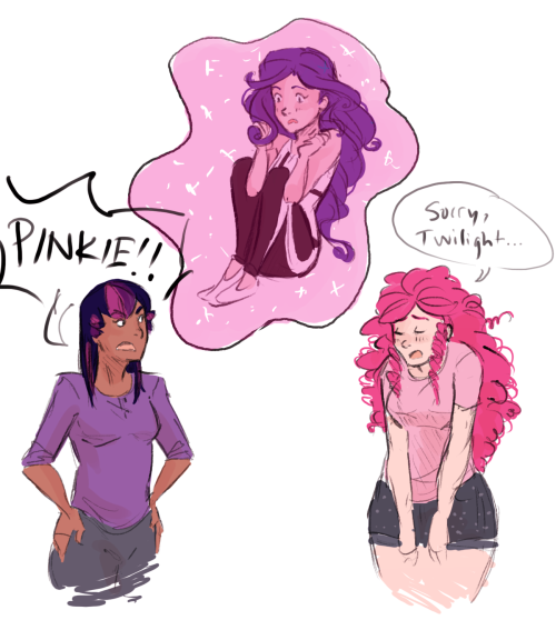 demdoodles:My humanized Rarity is the shortest of the bunch at 5’ 2” and very light, so I wanted to do some doodles of everyone picking her up.