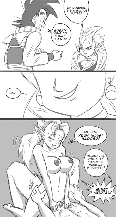  Anonymous asked funsexydragonball: Ever thought about illustrating the one most (in)famous sex scene in all DB fandom - the sleep rape of Goku by Princess Lila (per all those crazy AF stories)? Toyble glanced over it (he had West Kaioshin simply steal