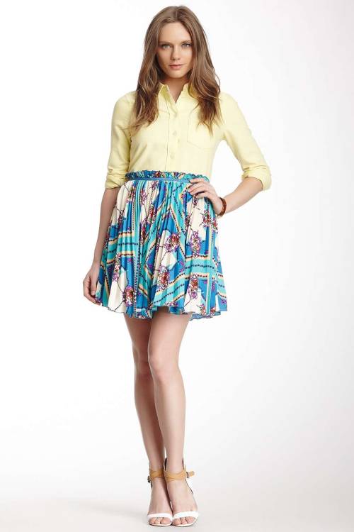 Pleated Soco Printed Skirt