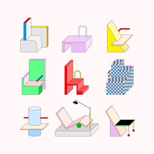 geometric chairs collection 45° / @vengodelvalle