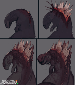 steelneck95:A childhood dream of mine is to make a godzilla horror movie. Akin to Shin Godzilla and the 54 original but with way more body horror. So I did some concept art for a film that will never be made.