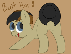 askkensake:Having a really bad art block at the time being, so enjoy this butt hat picture .3.  xD! Such a silly pony &gt;w&lt;