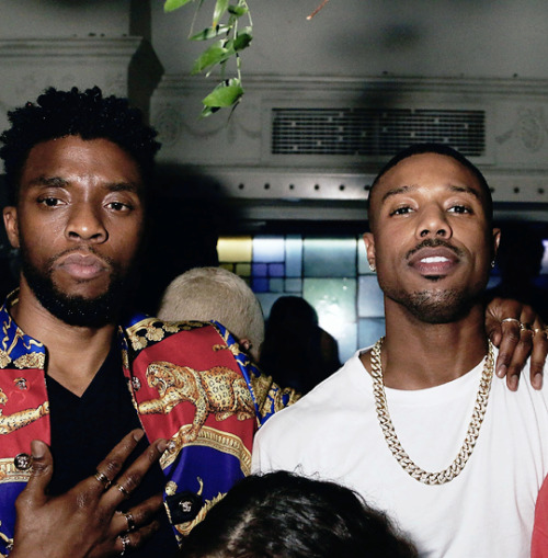 tchallastoothgap:brianabreeze:fymarveluniverse:Chadwick Boseman and Michael B. Jordan attend 2018 Ve