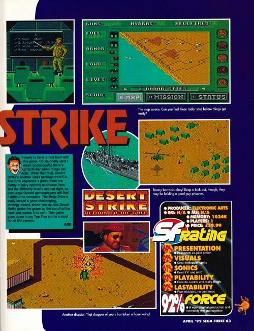 SEGA Force #4, April 92 - Review of ‘Desert Strike’ on the Mega Drive.