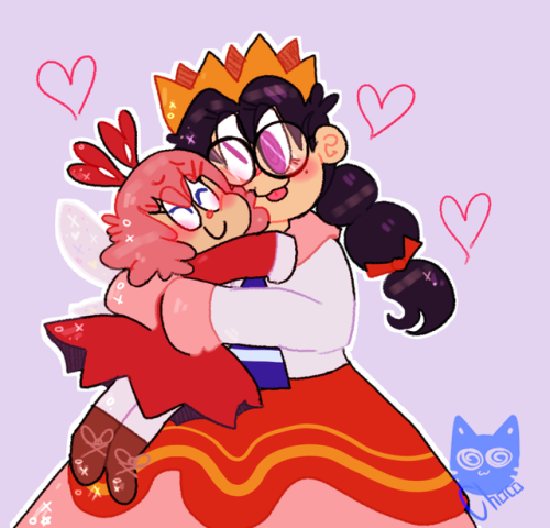 anonymous said : Hello, congrats with 50 followers! Could you maybe draw Ribbon and Fairy Queen hugg