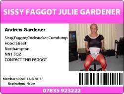 sissydiane106:  Sissyfaggot Julie Gardener for Exposure and Humiliation please contact her