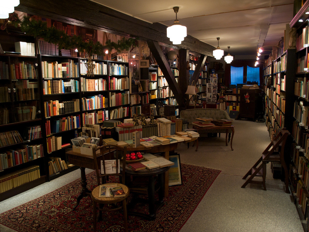 littledallilasbookshelf:  cozy antiquarian bookstore by Stephen Coles on Flickr.