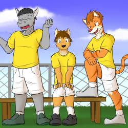 Another backlog pic from last year, young coyote boy gettin’ picked on by a couple of other kids.