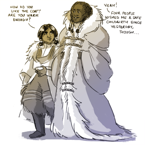 anjael:maternity stuff is probs the warmest clothing on gethen so I bet genly’d be all over th